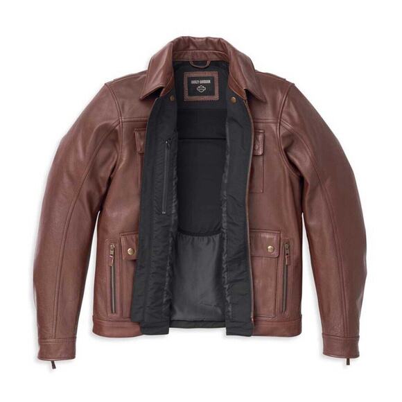 Harley-Davidson Men's Portage Midweight Leather Jacket Brown 98002 $425 - Picture 3 of 4